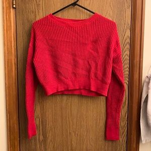 Red cropped sweater